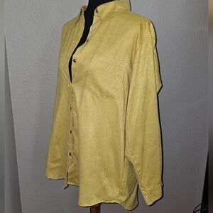 Faux Suede green button Blouse shirt